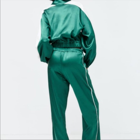 SET satin effect piped jacket& pants SzS - Picture 4 of 8